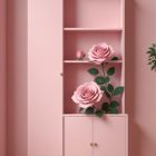 Imagen de Estante rosa con flores rosas