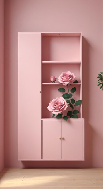 Imagen de Estante rosa con flores rosas