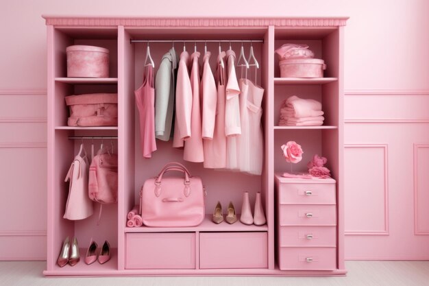 Imagen de Muebles armario color rosa armario vestuario